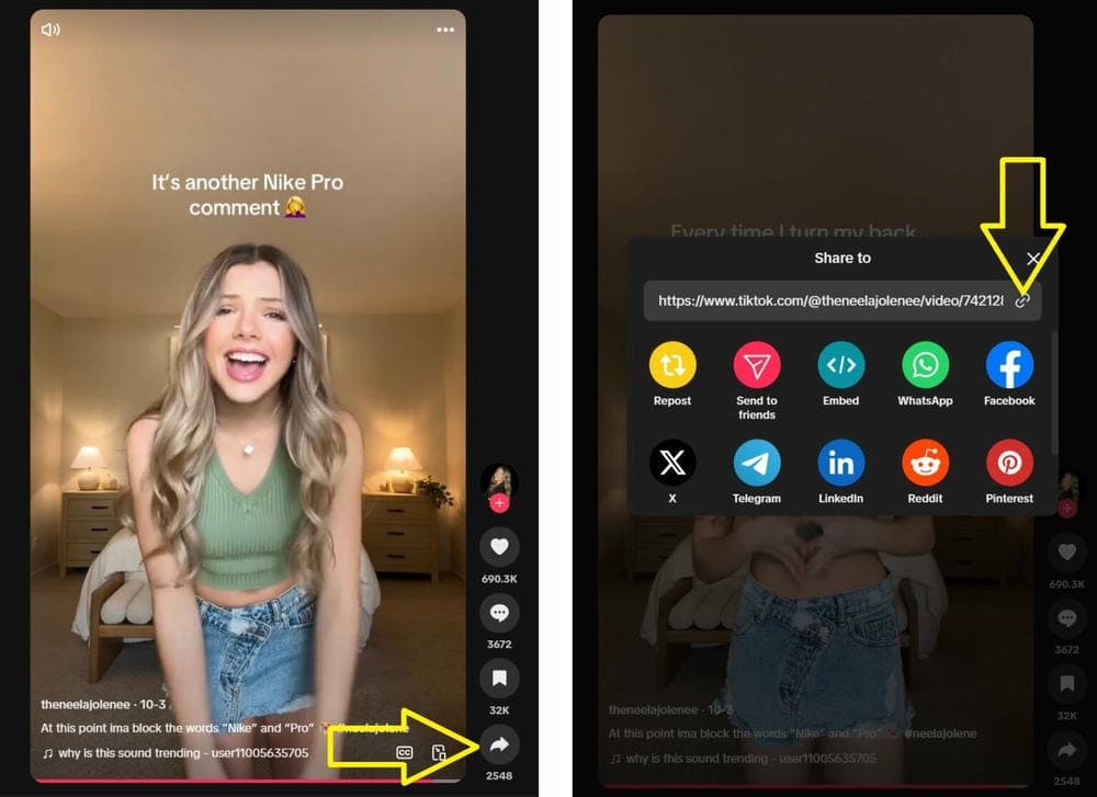 Guide to copy TikTok link on PC